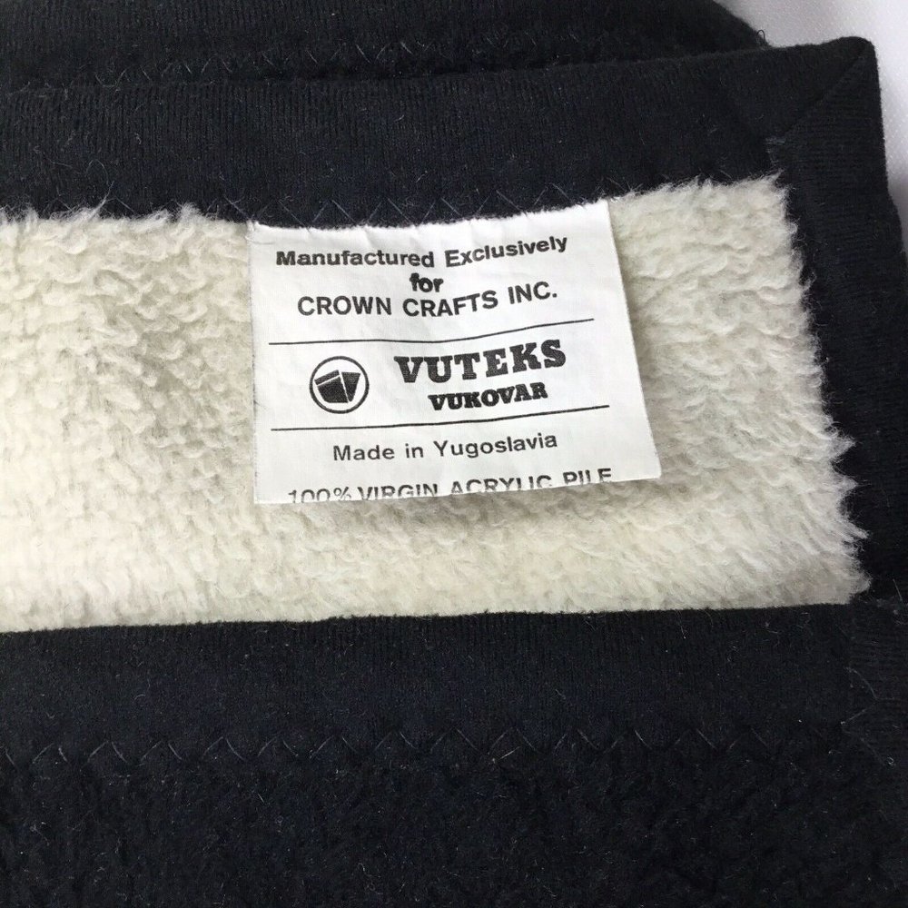 Zebra Blanket Reversible Crown Crafts Vuteks Yugoslavia Vtg Throw Plush 60 x 80 - Picture 3 of 10
